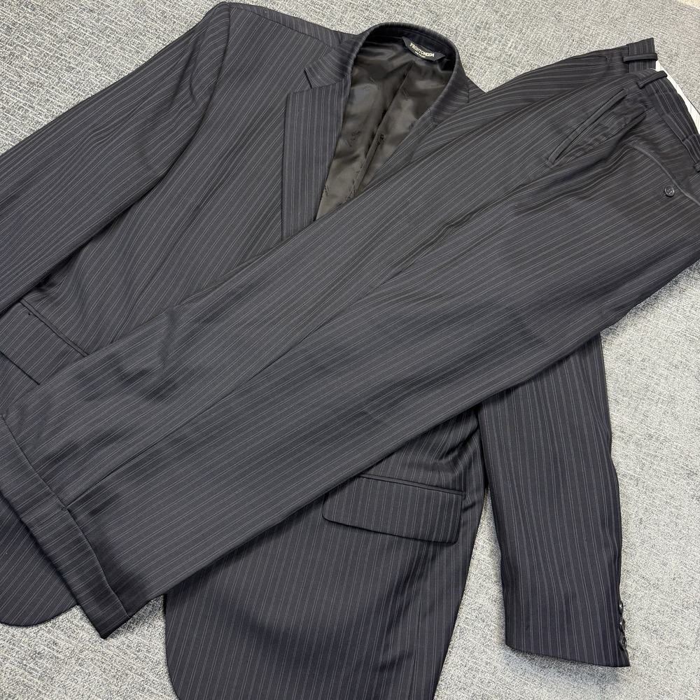 Prontomoda Suit Men's 48 Black Charles Super 140s Merino Wool‎ Italy